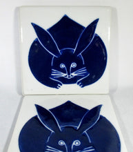 SALE - Vintage handmade Moon Rabitt - Usagi ceramic tiles