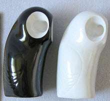 SALE -Jaroslav Jezek porcelain Bohemia white & black owls figurines circa 1958